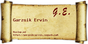 Garzsik Ervin névjegykártya